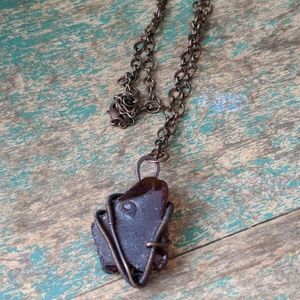 ETSY I NWOT Artist-Made Bohemian Brown Sea Glass & Copper Metal Necklace